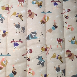 Tela Acolchada Animals y Huellitas Reversible 0