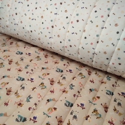 Tela Acolchada Animals y Huellitas Reversible 4