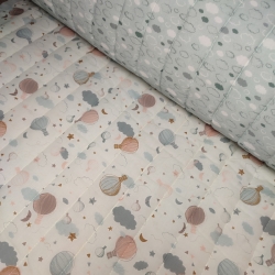 Tela Acolchada Globos y Nubes Reversible 2