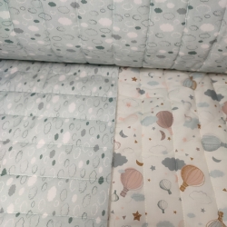 Tela Acolchada Globos y Nubes Reversible 4
