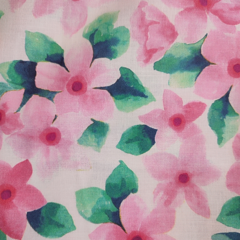 Algodón Flores Rosas