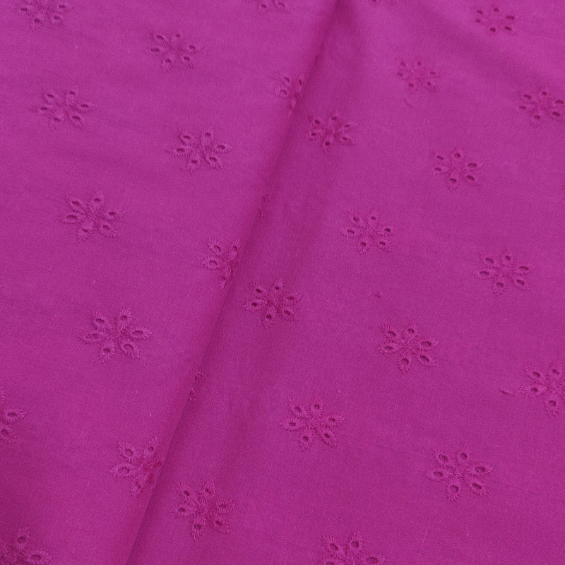 Batista Bordada Flor Fucsia