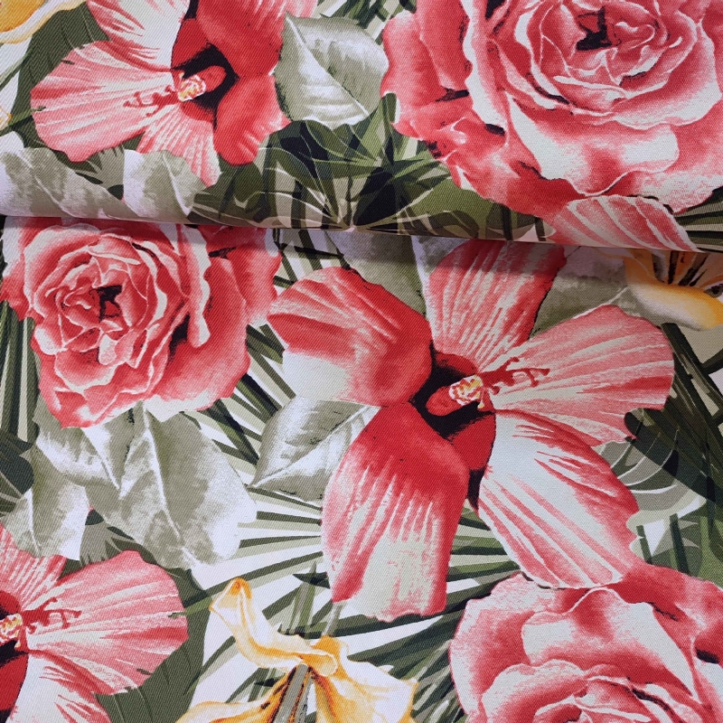 Poliéster Verde Floral