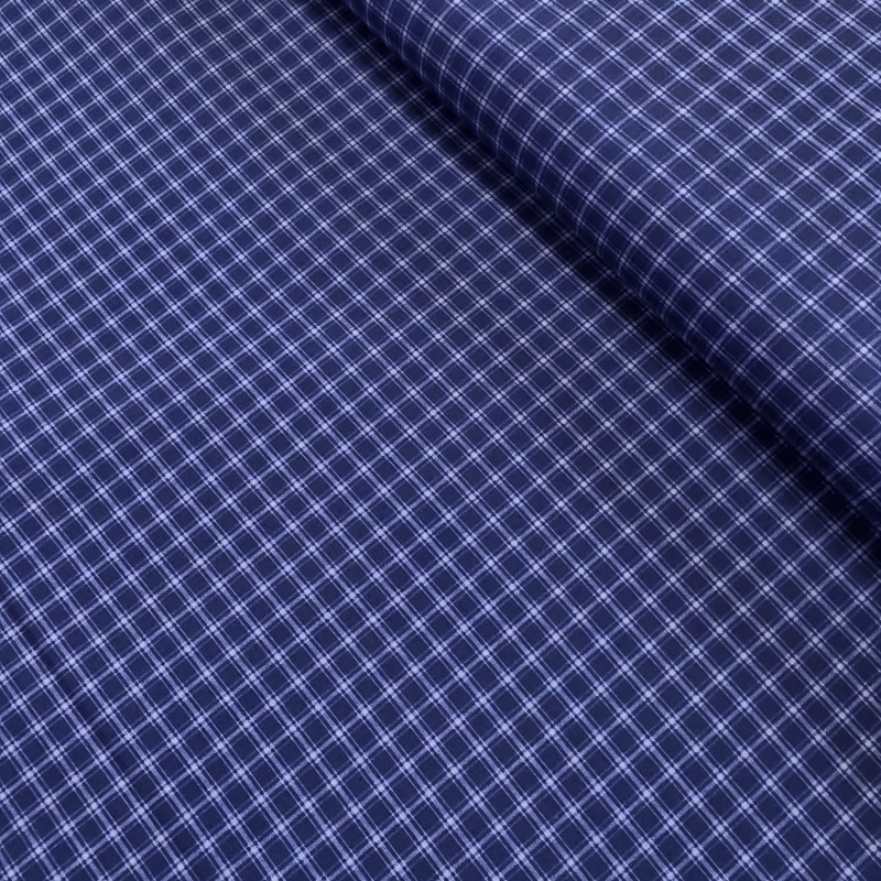 Tela Algodón Fil Cuadrado Azul