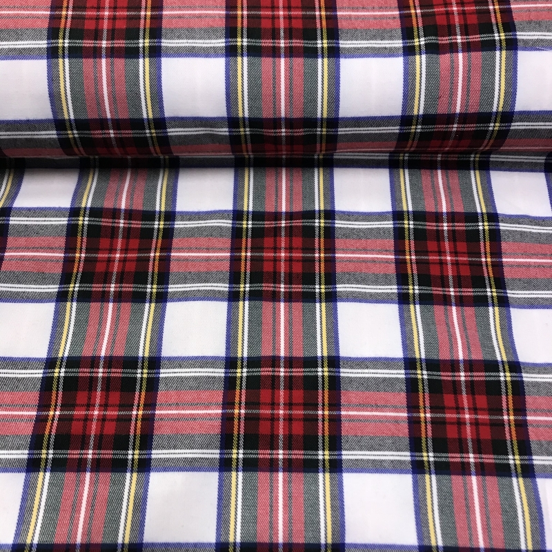 Tela Cuadro Escocés  Blanco-Rojo