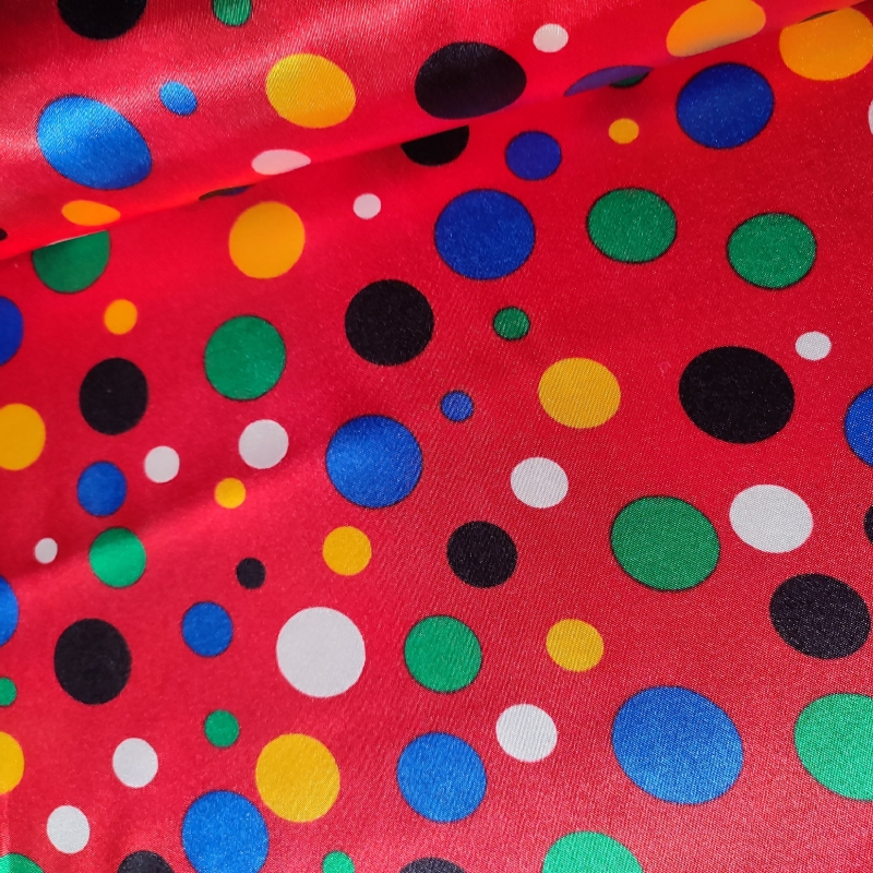 Tela Disfraz Rojo Lunares Colores